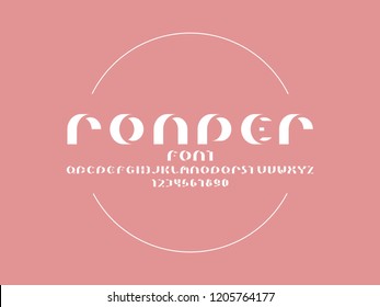 Rounder font. Vector alphabet letters and numbers. Typeface design. 
