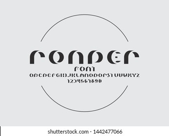 Rounder font. Vector alphabet letters and numbers. Typeface design. Typography Graphic