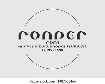 Rounder font. Vector alphabet letters and numbers. Typeface design. Typography Graphic