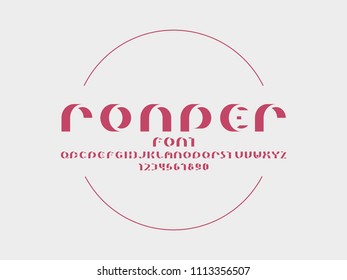 Rounder shadow font. Vector alphabet letters and numbers. Typeface design. 
