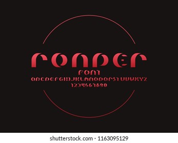 Rounder shadow font. Vector alphabet letters and numbers. Typeface design.