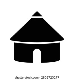 Roundhouse Traditional House Architecture Solid Silhouette Icon Design Collection