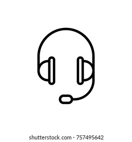 Rounding headphone microphone call center vector illustration line icon