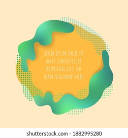 Roundish Banner with Fluid Shapes and Halftone. Bright Green Fluid Shapes. For Web and Mobile App, Art Illustration Template Design, Business Infographic and Social Media Element.
