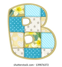 Roundish Font from quilted from multi-colored a blanket rag - letter B