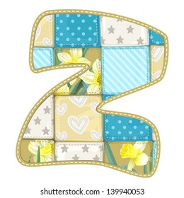Roundish Font from quilted from multi-colored a blanket rag - letter Z