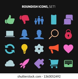 Roundish icons, essential icons. The illustrations are a vector, two colors, 64x64 pixel perfect files. Crafted with precision and eye for quality.