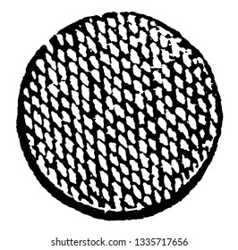 Roundlet Orange are nine roundlets or balls used in Armory, vintage line drawing or engraving illustration.