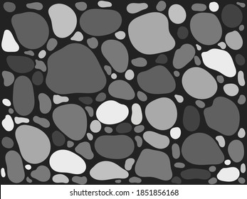Roundness and sorting of gravel. Rounded rock vector.