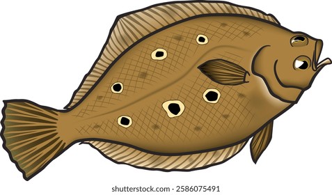 'Round-nose flounder' fish illustration. Vector EPS format