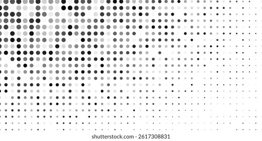 Roundomus dotted halftone gradient texture. Vanishing polka dot background. Repeating dots gradation pattern modern design
