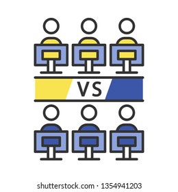 Round-robin tournament color icon. Esports competition. Video games championship. Competitors play in turn. Isolated vector illustration