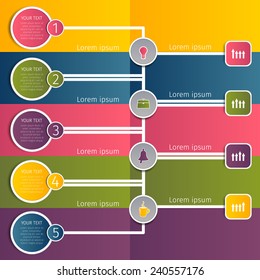 rounds colorize info graphic web banners with step numbers and color spaces for text