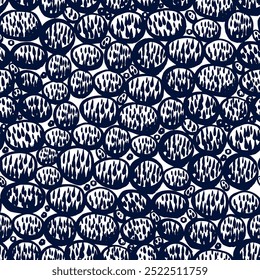 Rounds and drops seamless vector pattern in black and white color. Natural background, earth texture