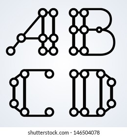 Rounds and lines letters A B C D. Typographic elements.  Typographic design.