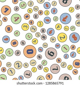 Rounds and numbers. Education, school concept. Seamless vector EPS 10 pattern. Flat style