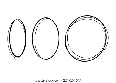 Rounds scribble line circles. Vector illustrations.