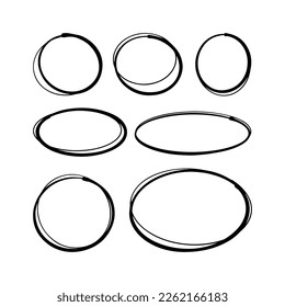 Rounds scribble line circles. Vector illustrations.