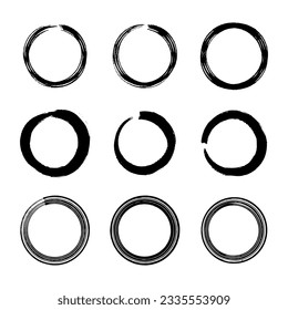 Rounds scribble line circles. Vector illustrations.