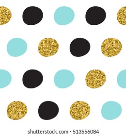 Rounds seamless background. Black, blue and gold round. Abstract rounds seamless pattern for card, invitation, poster, banner, placard, diary, album, sketch book cover etc. Golden glitter texture. 