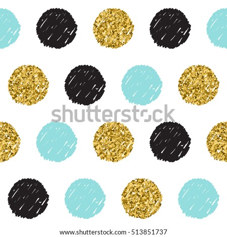 Rounds seamless background. Black, blue and gold round. Abstract seamless pattern for card, invitation, poster, banner, placard, diary, album, sketch book cover etc. Golden glitter texture. 