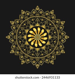 Round-shaped golden gradient mandala background