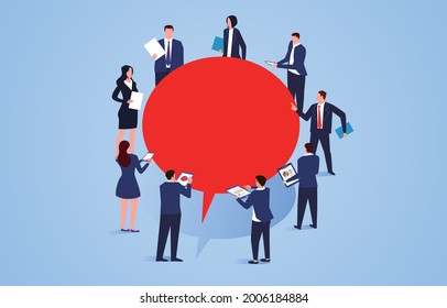 Roundtable meetings, business seminars, group meetings, a group of business sensitizations discussing projects around the speech bubble