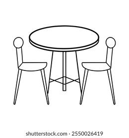 Ilustración vectorial de mesa redonda y dos sillas, este es un archivo editable.
