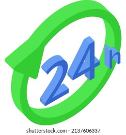 Icono vectorial de servicio las 24 horas del día. Isometric 3d símbolo de entrega o de pedido de la insignia de compra aislado en fondo blanco