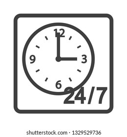 Round-the-clock service icon in square frame
