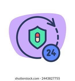 Round-the-clock support thin line icon. Twenty-four hour assistance. Insurance and emergency concept. Vector illustration symbol element for web design and apps