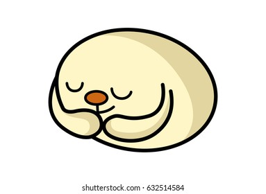 Roundy the Monster with eyes closed. Vector Illustration. Isolated on white background.