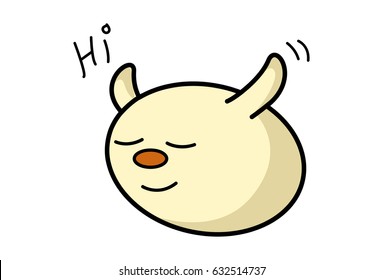 Roundy the Monster saying Hi. Vector Illustration. Isolated on white background.