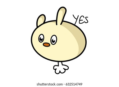 Roundy the Monster Saying Yes. Vector Illustration. Isolated on white background.