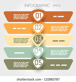 rouned infographic five options in big arrows in middle. infographic concept.
