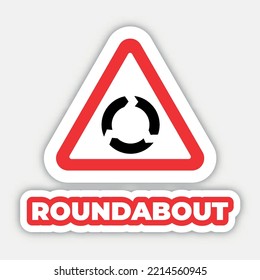 rounnd about Traffic sign editable modern vector icon and text effect design