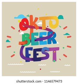 Rousing Colorful Gradient Beer Festival Typography. Vector. October Fest