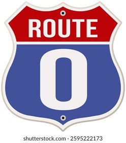 Route 0 Road Sign vector illustrationin blue and red colors