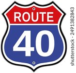 Route 40 road interstate sign vector symbol