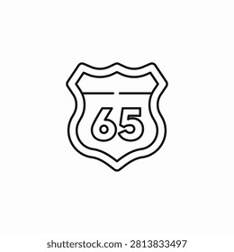 route 65 shield icon sign vector