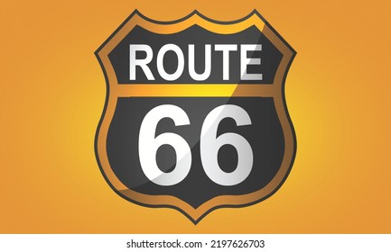 Route 66 classic icon, travel usa history highway, 3d rendering