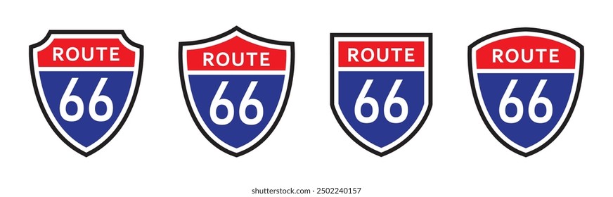 Icono clásico de la Ruta 66, Ilustración vectorial