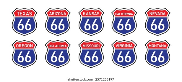 Route 66 classic icon, vector illustration