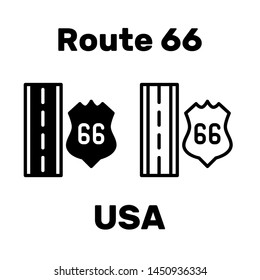 Route 66 icon in the United States as a tourist attraction