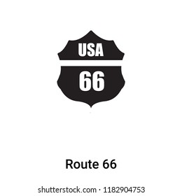 Route 66 icon vector isolated on white background, logo concept of Route 66 sign on transparent background, filled black symbol