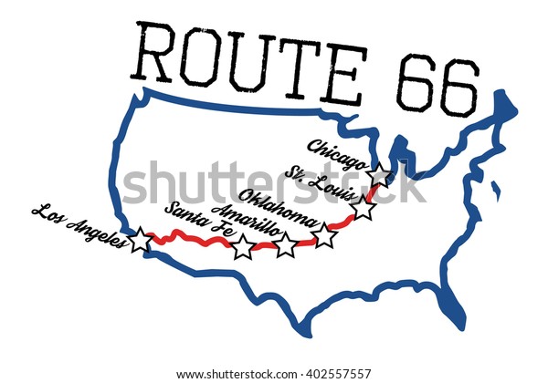 Route 66 Mit Stadtplan Ebenen Fur Stock Vektorgrafik Lizenzfrei