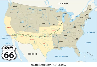 Route 66 Map High Res Stock Images Shutterstock