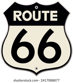 Route 66 Road Sign. Retro style, realistic vector illustration