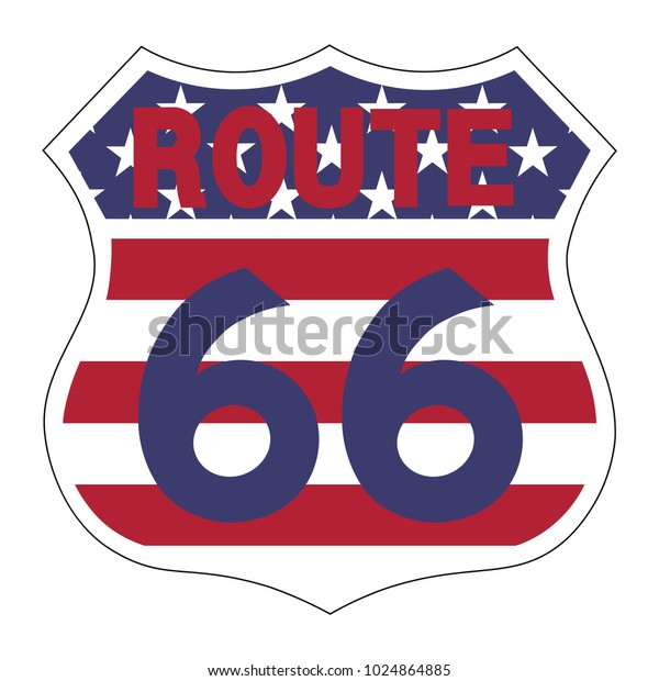 Route 66 Road Sign Usa Flag Stock Vector (Royalty Free) 1024864885 ...