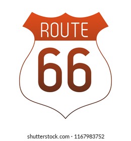 Route 66 roadsign symbol red lines